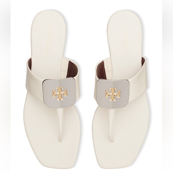 Tory Burch Shoes - Tory Burch Women's Georgia Slip On Thong Sandals
White Sandals with Gold Accent